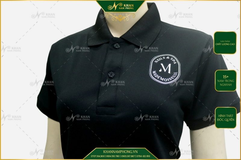 quan ao dong phuc nail polo thun ca sau mau den in logo 4