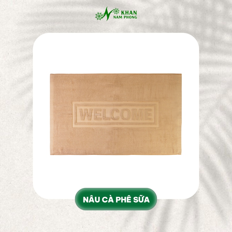 Thảm chân khách sạn kích thước 45x75cm dập nổi chữ WELCOME màu nâu