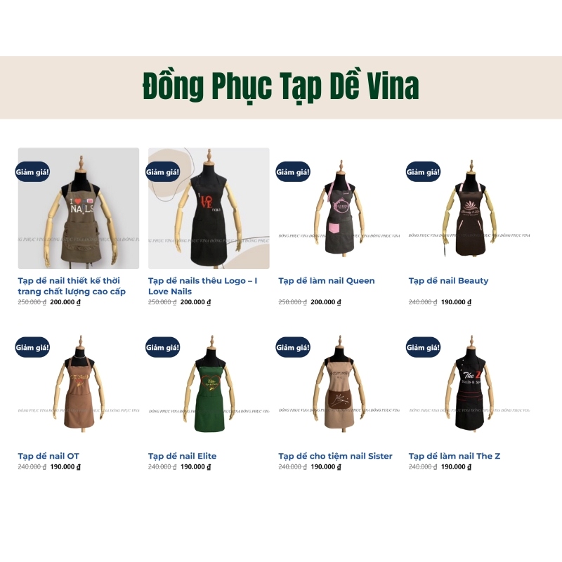 Đồng phục tạp dề nail Vina - Địa chỉ bán tạp dề ngành nail được tin dùng nhiều nhất