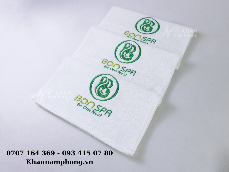 Khăn Spa 100% Cotton Thêu Logo Màu Trắng 40x60cm