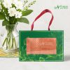 Set Khăn VBamboo Quà Tặng Cao Cấp 34x80cm Màu Cam Đóng Hộp Kéo Xanh Lá