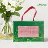 Set Khăn VBamboo Quà Tặng Cao Cấp 34x80cm Màu Hồng Đóng Hộp Kéo Xanh Lá