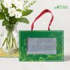 Set Khăn VBamboo Quà Tặng Cao Cấp 34x80cm Màu Xám Đóng Hộp Kéo Xanh Lá
