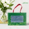Set Khăn VBamboo Quà Tặng Cao Cấp 34x80cm Màu Xanh Bụi Đóng Hộp Kéo Xanh Lá