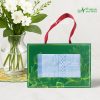 Set Khăn VBamboo Quà Tặng Cao Cấp 34x80cm Màu Xanh Da Trời Đóng Hộp Kéo Xanh Lá