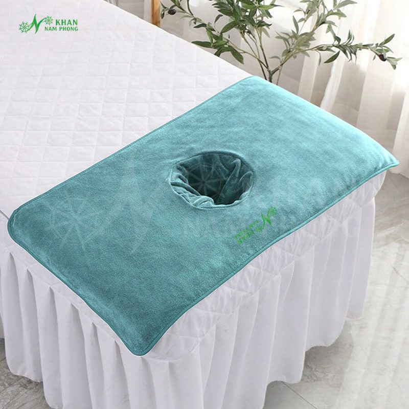 Khăn Spa Microfiber Khoét Lỗ 40x80cm Màu Xanh Ngọc