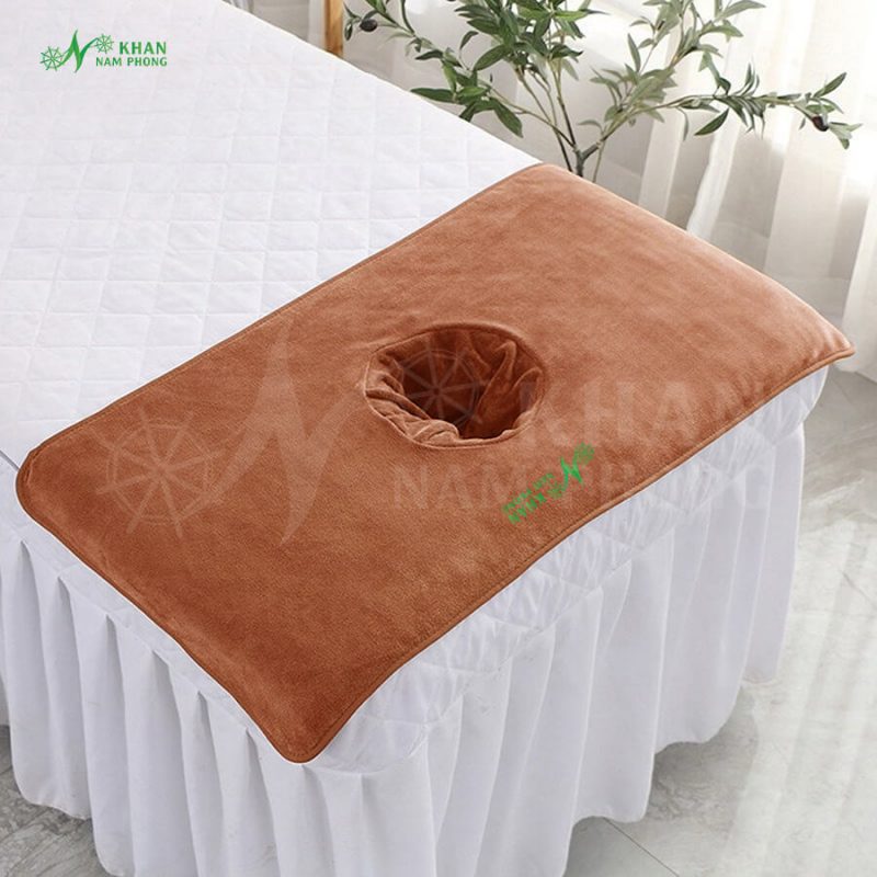 Khăn Spa Microfiber Khoét Lỗ 40x80cm Màu Nâu