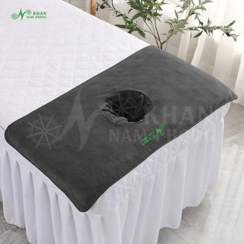 Khăn Trải Spa Có Khoét Lỗ Microfiber 40x80cm Màu Xám Đậm