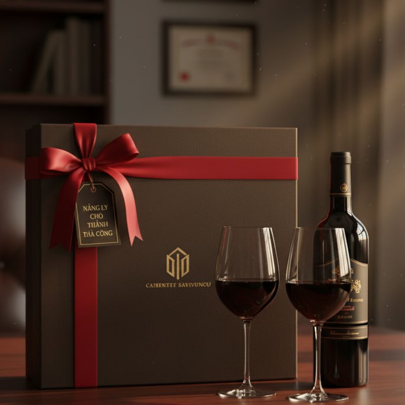 Quà tặng đối tác rượu vang, hộp quà sang trọng