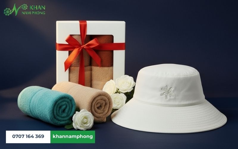 Combo khăn và nón thích hợp cho du lịch team building ngoài trời
