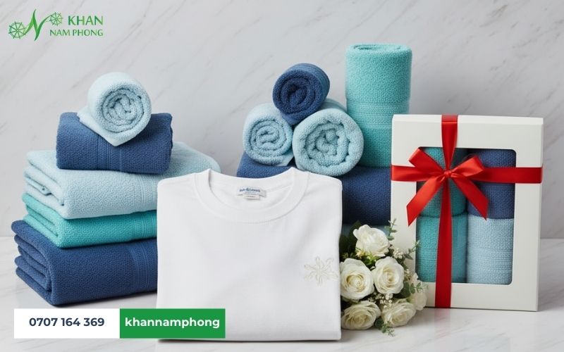 Combo khăn & áo thun phù hợp làm quà tặng quảng cáo ngành du lịch