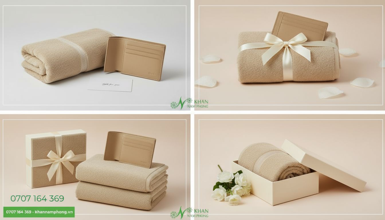 Combo khăn quà tặng và ví giá rẻ siêu xinh cho các chương trình quảng cáo thương hiệu