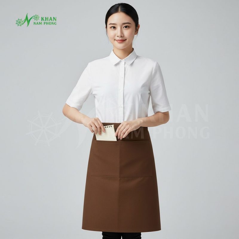 Tạp dề ngắn màu nâu