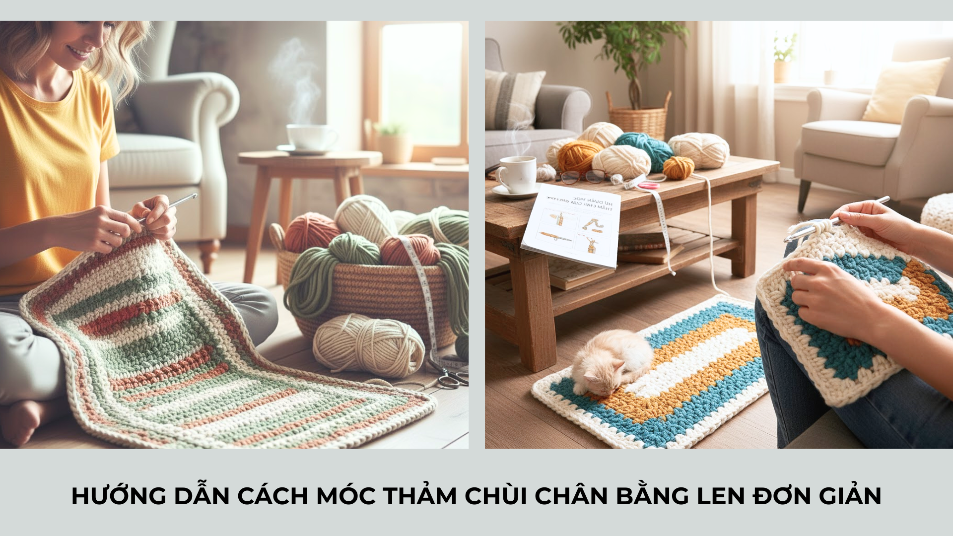 Hướng Dẫn Cách Móc Thảm Chùi Chân Bằng Len Đơn Giản 