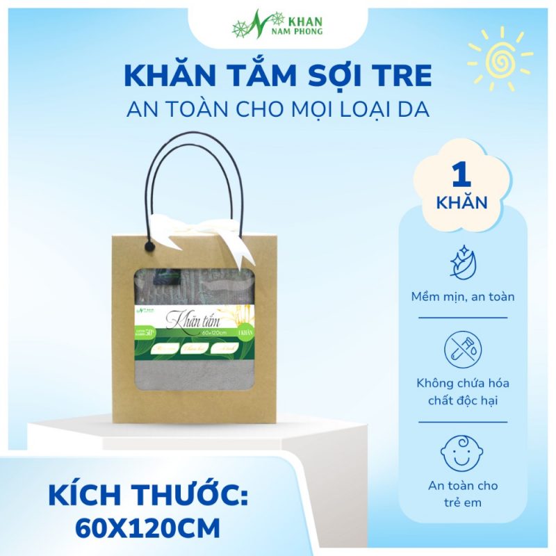 Khăn Tắm Sợi Tre Vbambo 60X120cm Làm Quà Tặng Kèm, Khuyến Mãi Cực Hợp