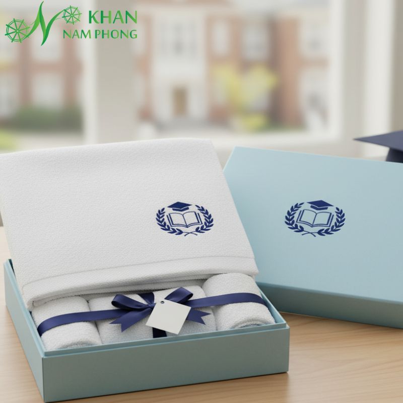 Quà Tặng Khai Giảng Ý Nghĩa Thiết Thực Cho Năm Học Mới Khăn quà tặng in logo trường ý nghĩa