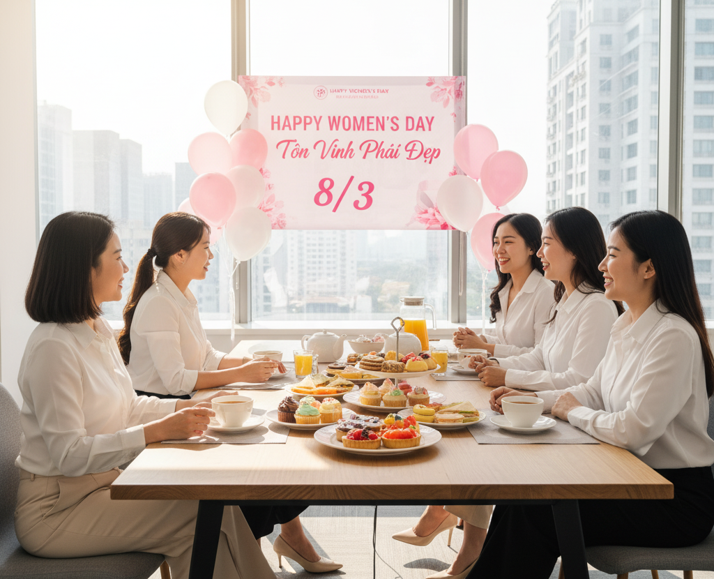 Suất ăn nhẹ hoặc tiệc trà chúc mừng tại văn phòng.