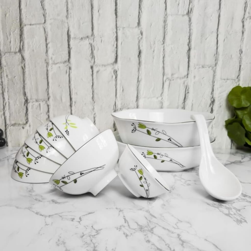 Tặng Quà Gì Cho Khách Hàng Cuối Năm Ý Nghĩa Và Tinh Tế? Bộ chén bát gốm sứ làm quà tri ân cuối năm