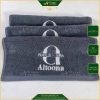 Khăn nail thêu logo Altoona chỉ trắng, chữ a cách điệu, ba khăn xám xếp chồng