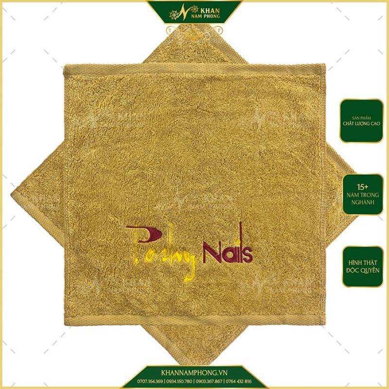 Khăn Nail Thêu Logo Poshy Nail Màu Da Bò