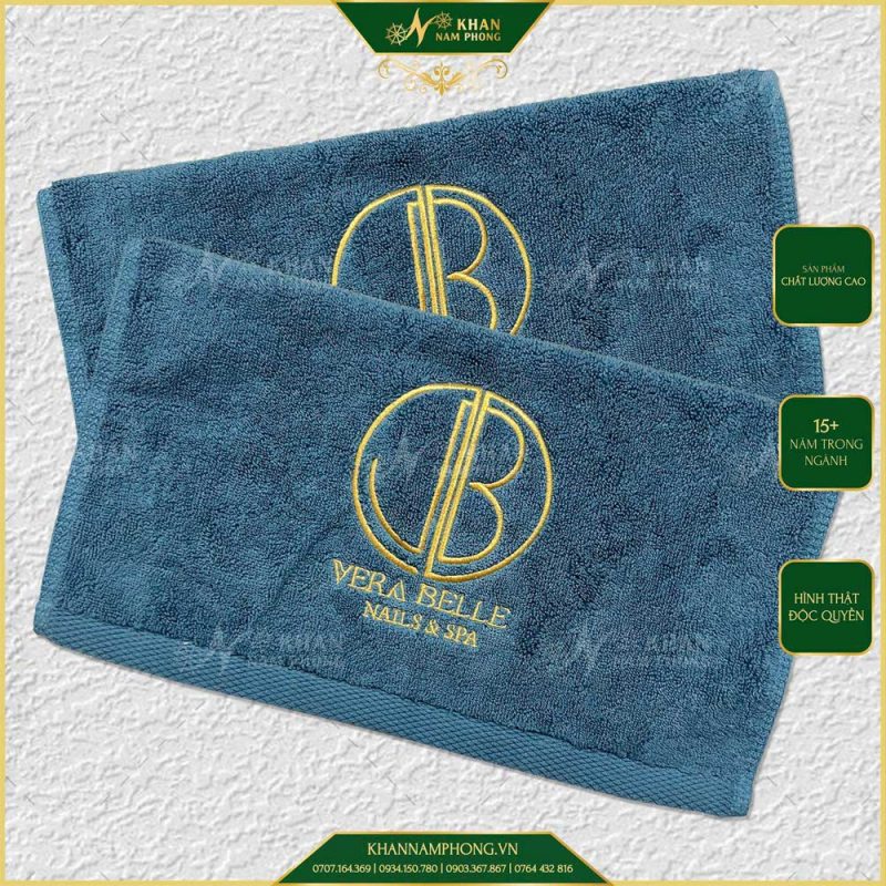 Khăn Nail Làm Chân, Tay 34x34, 40x75cm Cotton Màu Xanh Vintage Vera Belle Nail & Spa