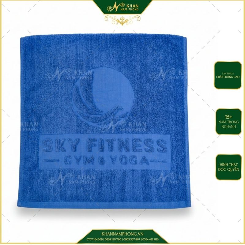 Khăn Tập Gym 40x80cm 100% Cotton Dập Logo SKY FITNESS GYM&YOGA Xanh Dương