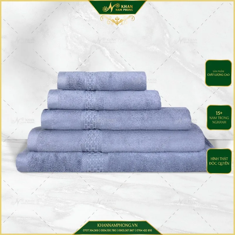 Set khăn sợi tre V-Bamboo thêu logo đóng hộp làm quà tặng đối tác doanh nghiệp