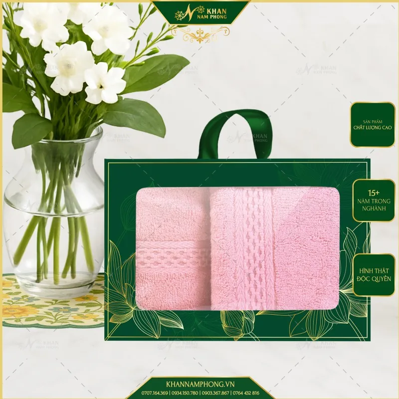 Set quà tặng đại hội phụ nữ sợi tre Bamboo cao cấp màu hồng