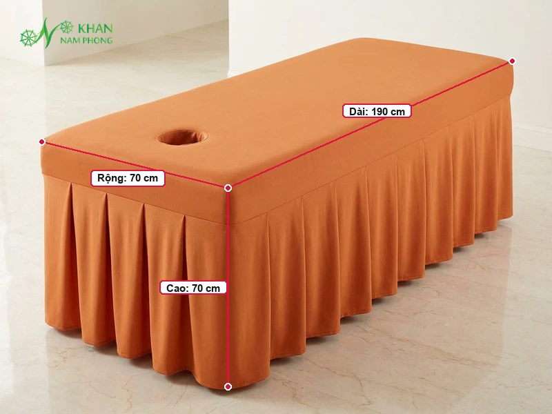 Kích thước tiêu chuẩn 190x70x70cm ga trải giường spa thun màu cam