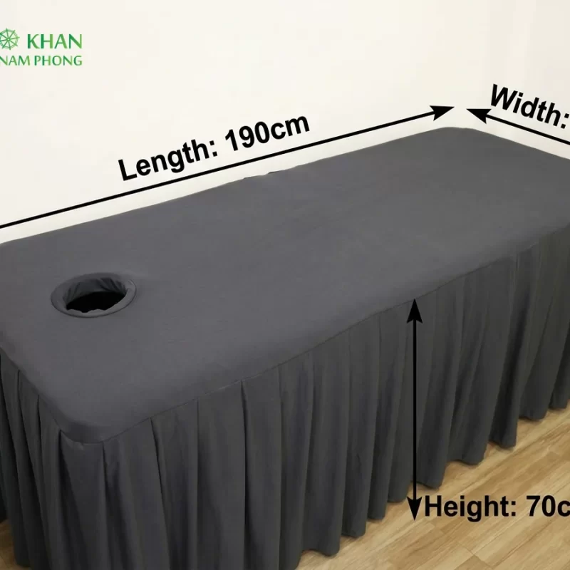 Kích thước thực tế ga giường gội đầu thun Polyester xám đậm dài 190cm rộng 70cm cao 70cm
