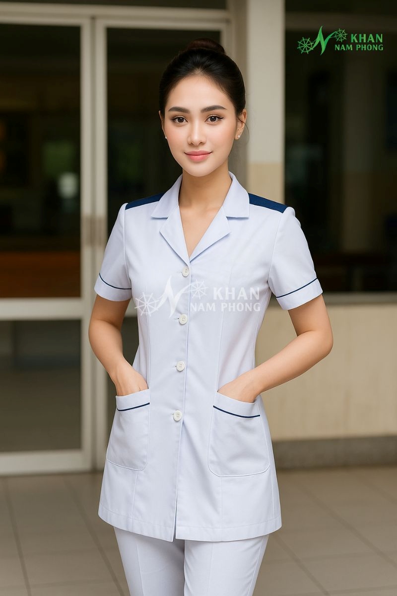 Áo Blouse Cầu Vai Xanh