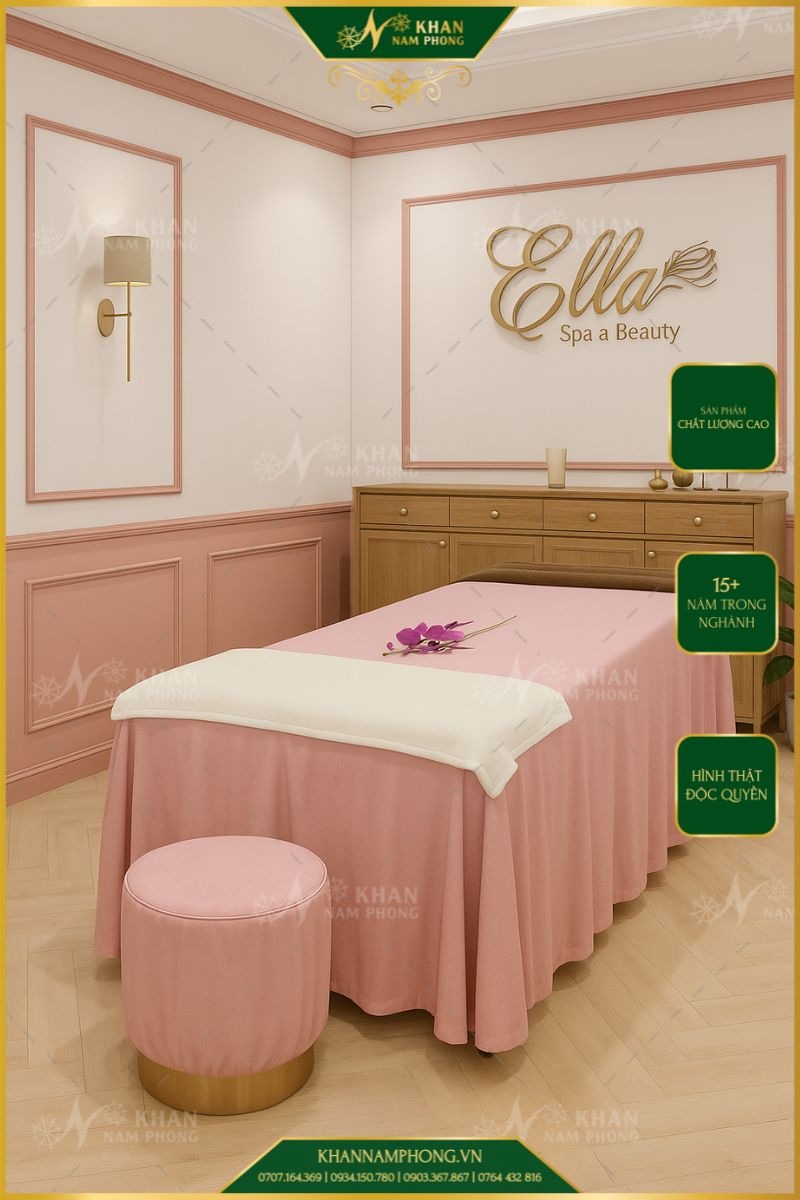Ga Trải Giường Spa Thun Co Giãn Màu Hồng, Cam