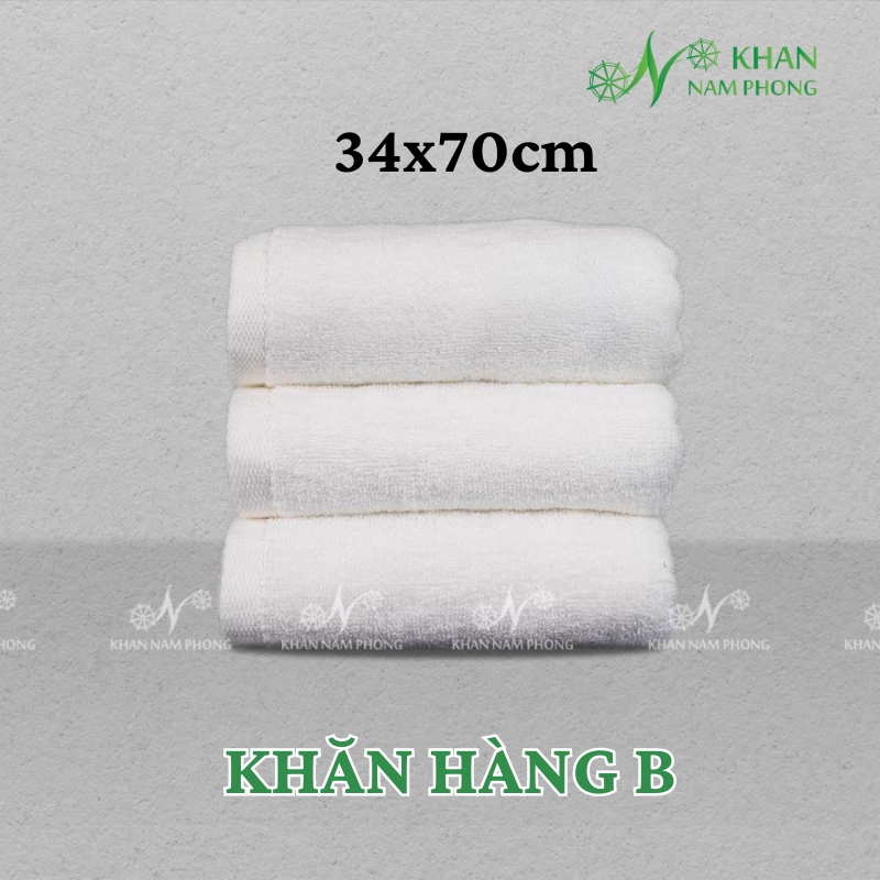 [HÀNG B] Khăn Lau Mặt Thanh Lý 100% Cotton 34*70cm (120G) Màu Trắng