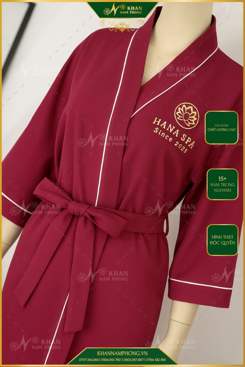 Áo Choàng Màu Hồng Chuyên Dụng Cho Spa, Resort, Khách Sạn Cotton Lạnh Freesize
