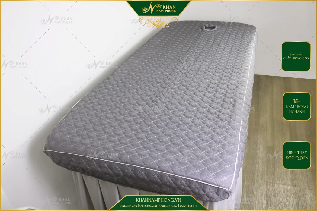 Drap (Ga) Trải Giường Gội Đầu Spa Cotton Chần Bông Có Khoét Lỗ