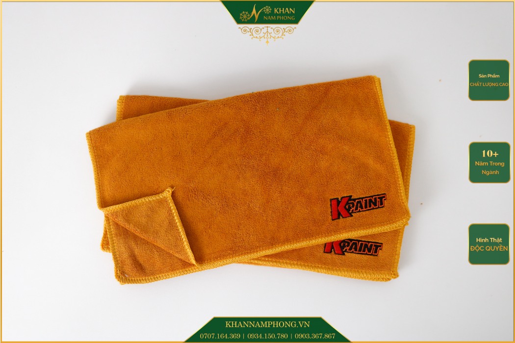 Khăn Lau Mồ Hôi Gym Nam Nữ Màu Da Bò Microfiber Thêu Logo KPAINT - KT 34x80cm