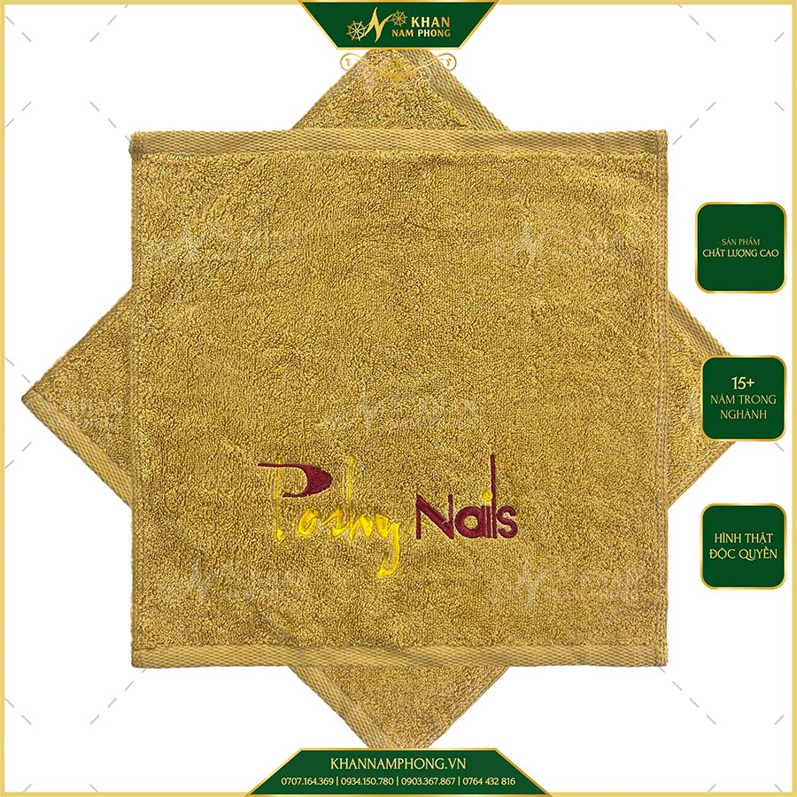 Khăn Nail Thêu Logo Poshy Nail Màu Da Bò