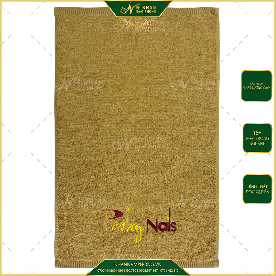 Khăn Nail Thêu Logo Poshy Nail Màu Da Bò