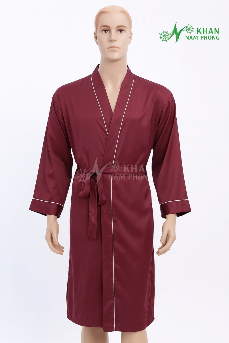 Áo Choàng Tắm Spa Lụa Hàn Quốc Màu Đỏ Đô Freesize Áo Choàng Tắm Spa Lụa Hàn Quốc Màu Đỏ Đô Freesize