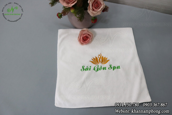 Khăn Gội Đầu Spa, Salon Tóc Microfiber 35X75Cm Màu Trắng Thêu Logo Khăn Gội Đầu Spa, Salon Tóc Microfiber 35x75cm Màu Trắng Thêu Logo