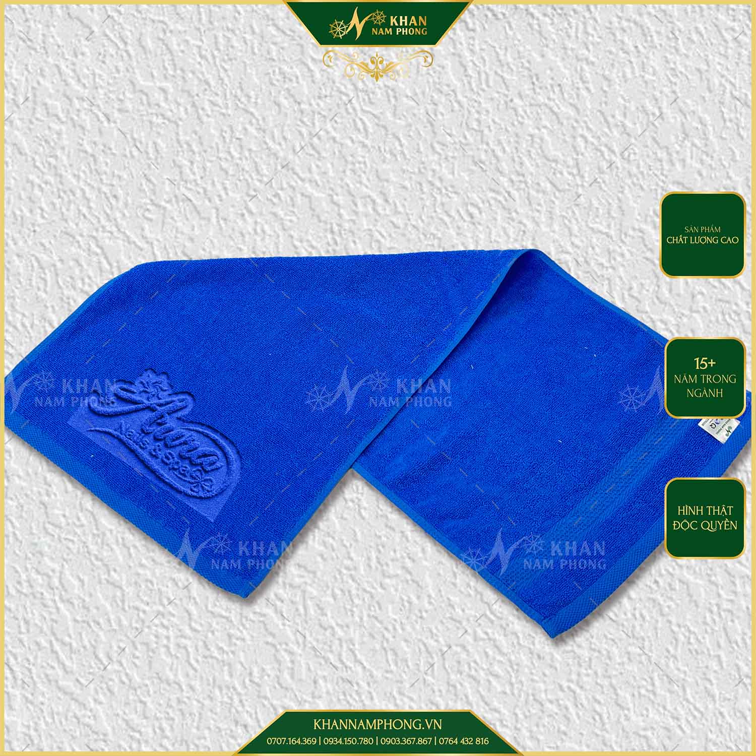 Bộ Khăn Làm Nail, Làm Móng Cotton Thêu Logo Màu Xanh Dương Bộ Khăn Làm Nail, Làm Móng Cotton Thêu Logo Màu Xanh Dương