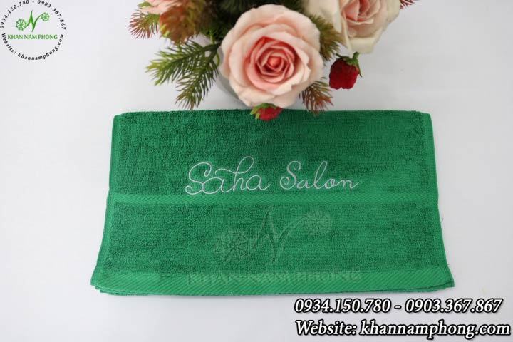 Khăn Lau Tay Spa 100% Cotton Thêu Logo Saha Salon 34*34 Cm Màu Xanh Đậm Khăn Lau Tay Spa 100% Cotton Thêu Logo Saha Salon 34*34 cm Màu Xanh Đậm