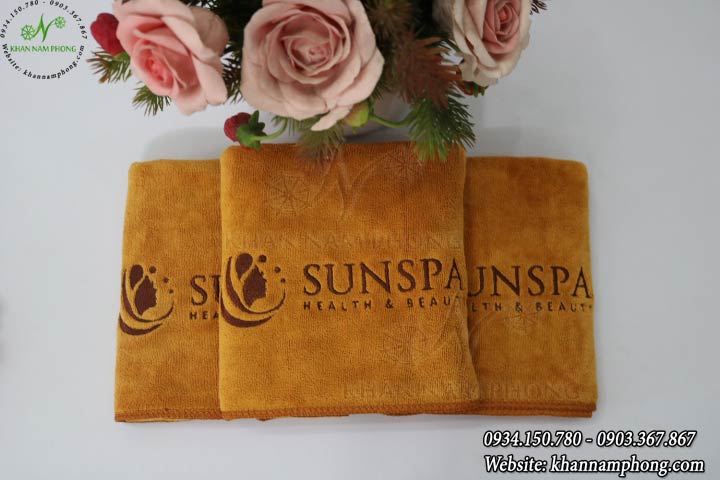 Khăn Quấn Tóc Spa, Salon Tóc 100% Microfiber 35*75Cm Màu Da Bò Thêu Logo Khăn Quấn Tóc Spa, Salon Tóc 100% Microfiber 35*75cm Màu Da Bò Thêu Logo