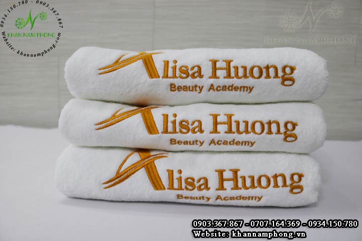 Khăn Body Spa 100% Cotton Màu Trắng Thêu Logo Khăn Body Spa 100% Cotton Màu Trắng Thêu Logo