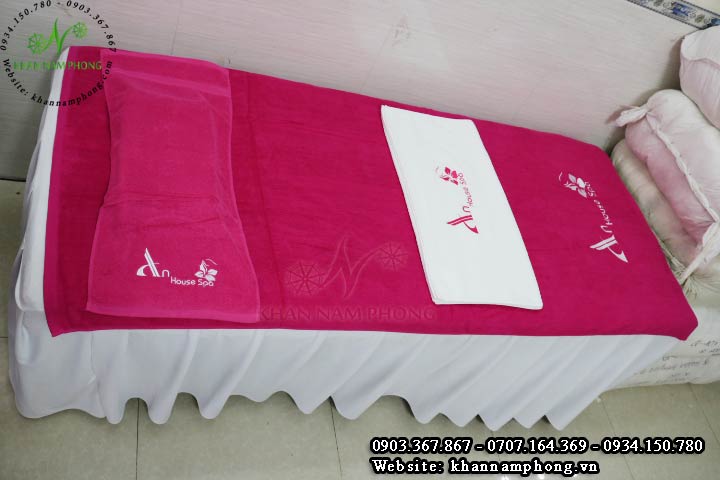 Khantraigiuongcottonhong.khannamphong Mẫu khăn trải giường An House Spa (Hồng - Cotton)