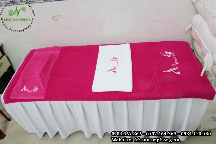 Khantraigiuongcottonhong.khannamphong Mẫu khăn trải giường An House Spa (Hồng - Cotton)