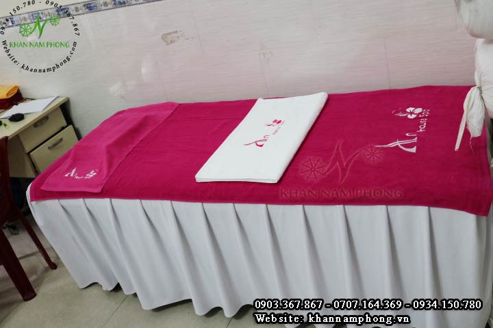 Khantraigiuongcottonhong.khannamphong Mẫu khăn trải giường An House Spa (Hồng - Cotton)