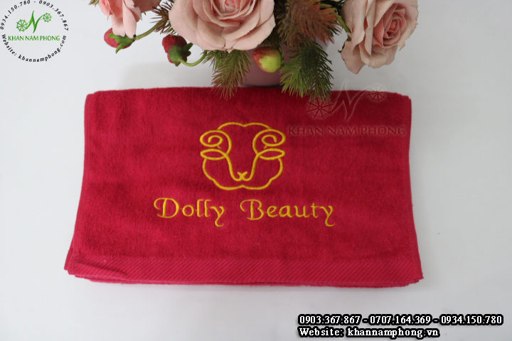 Khăn-Nail-Cotton-Đỏ-34X80 Mẫu khăn Dolly Beauty Nail (Đỏ – Cotton)