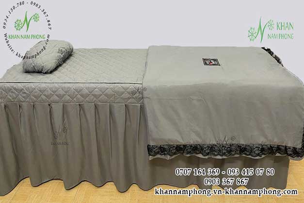 10+ Mẫu Ga Trải Giường Spa, Massage Đẹp - Dra Phủ Giường Spa Cao Cấp Ga trải giường Spa Cotton trần bông màu xám