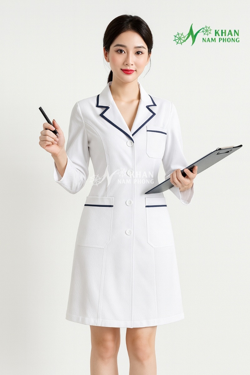 Áo Blouse Cổ V Trắng Cao Cấp Cho Nữ Trong Clinic Áo Blouse Cổ V Trắng Cao Cấp Cho Nữ Trong Clinic